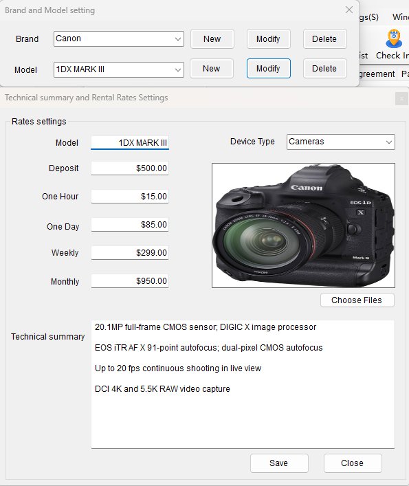 Equipment Settings