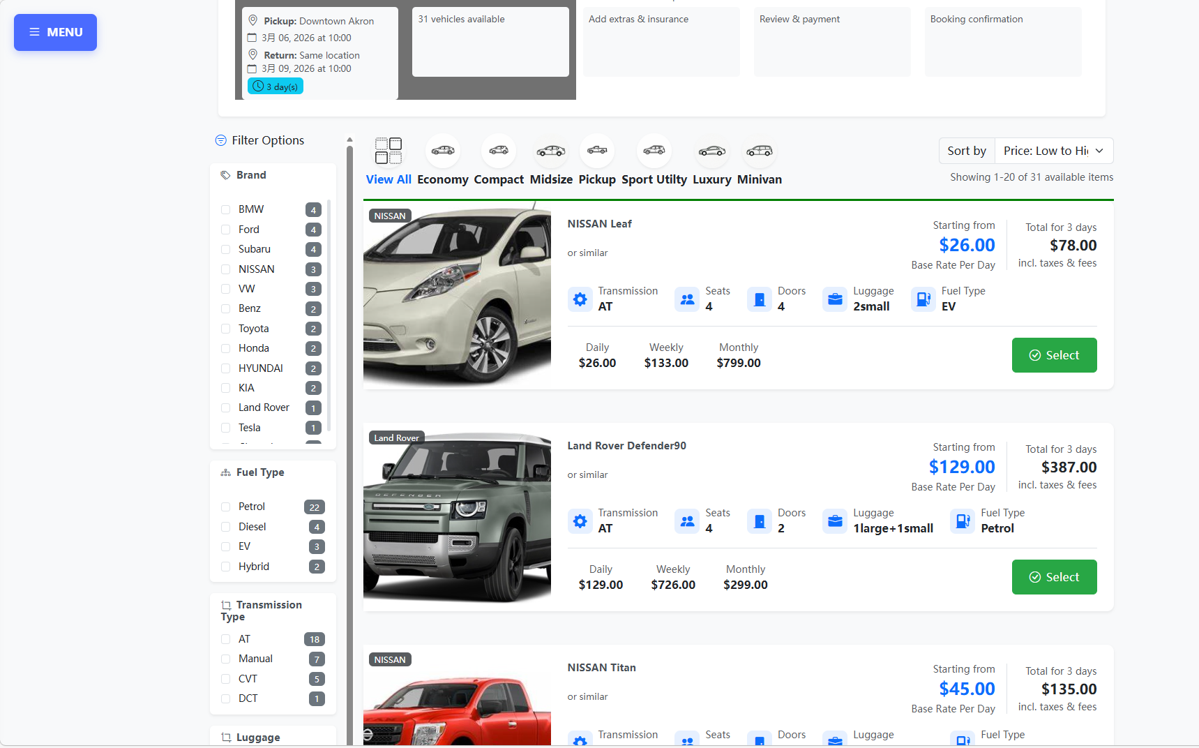 Car Rental Website