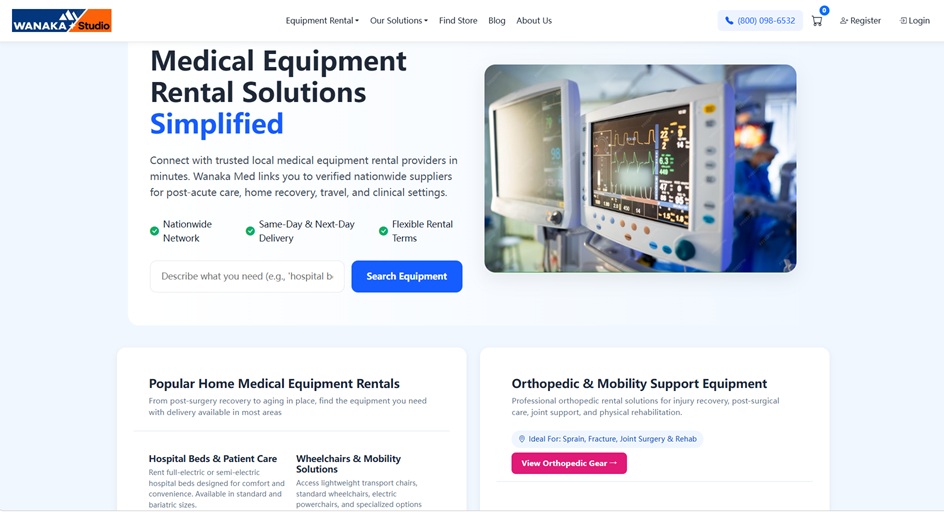 Medical Equipment Rental Website